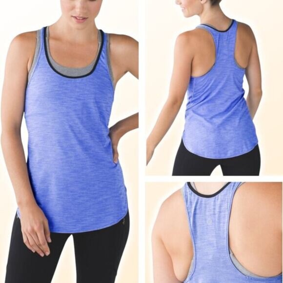 LULULEMON What The Sport Singlet Sz 8 Heathered Lullaby - Picture 1 of 6